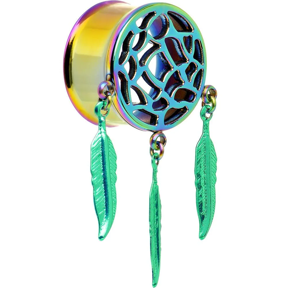 0 Gauge Rainbow Titanium Dreamcatcher Dangle Tunnel Sizes 00 Gauge to 1 Inch