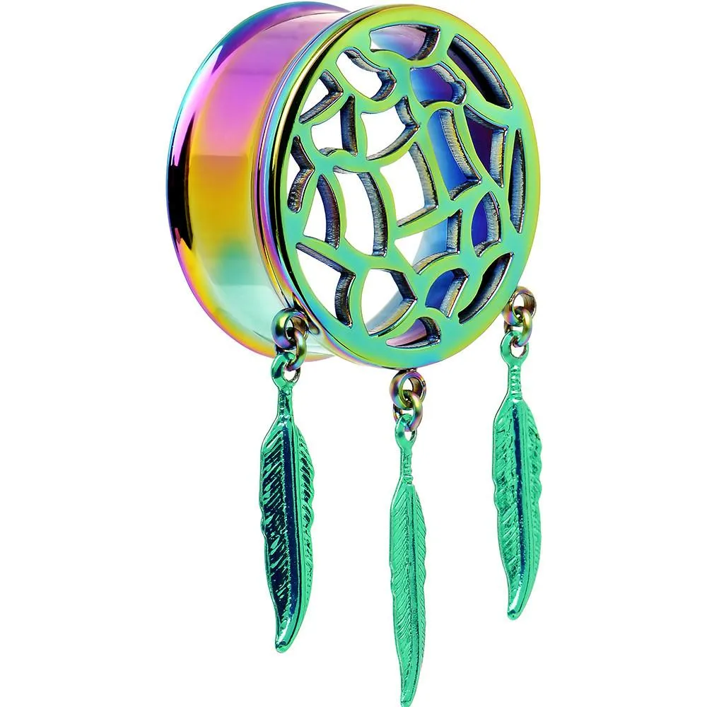 0 Gauge Rainbow Titanium Dreamcatcher Dangle Tunnel Sizes 00 Gauge to 1 Inch
