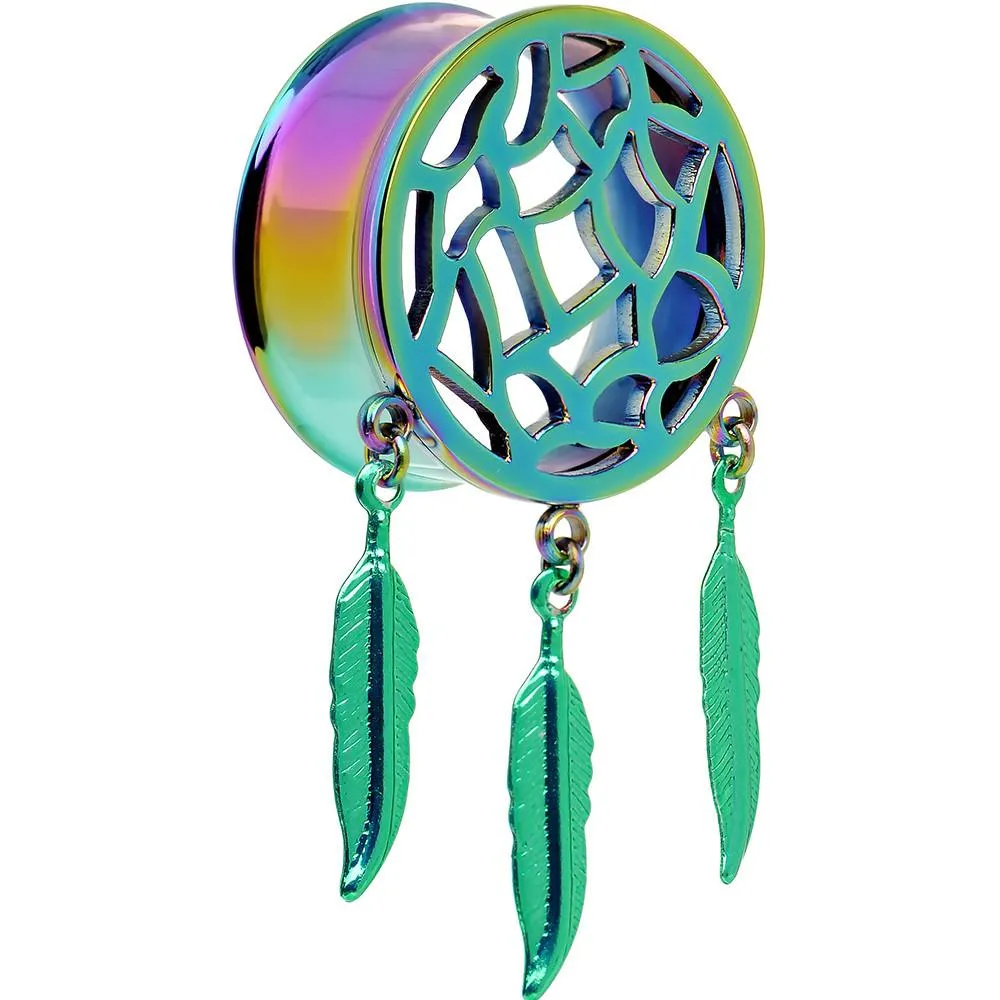 0 Gauge Rainbow Titanium Dreamcatcher Dangle Tunnel Sizes 00 Gauge to 1 Inch