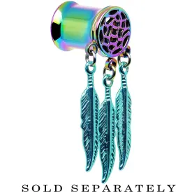 0 Gauge Rainbow Titanium Dreamcatcher Dangle Tunnel Sizes 00 Gauge to 1 Inch