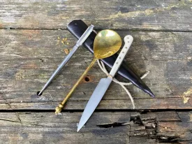 15thC eating set in bronze and bone - SOLD *