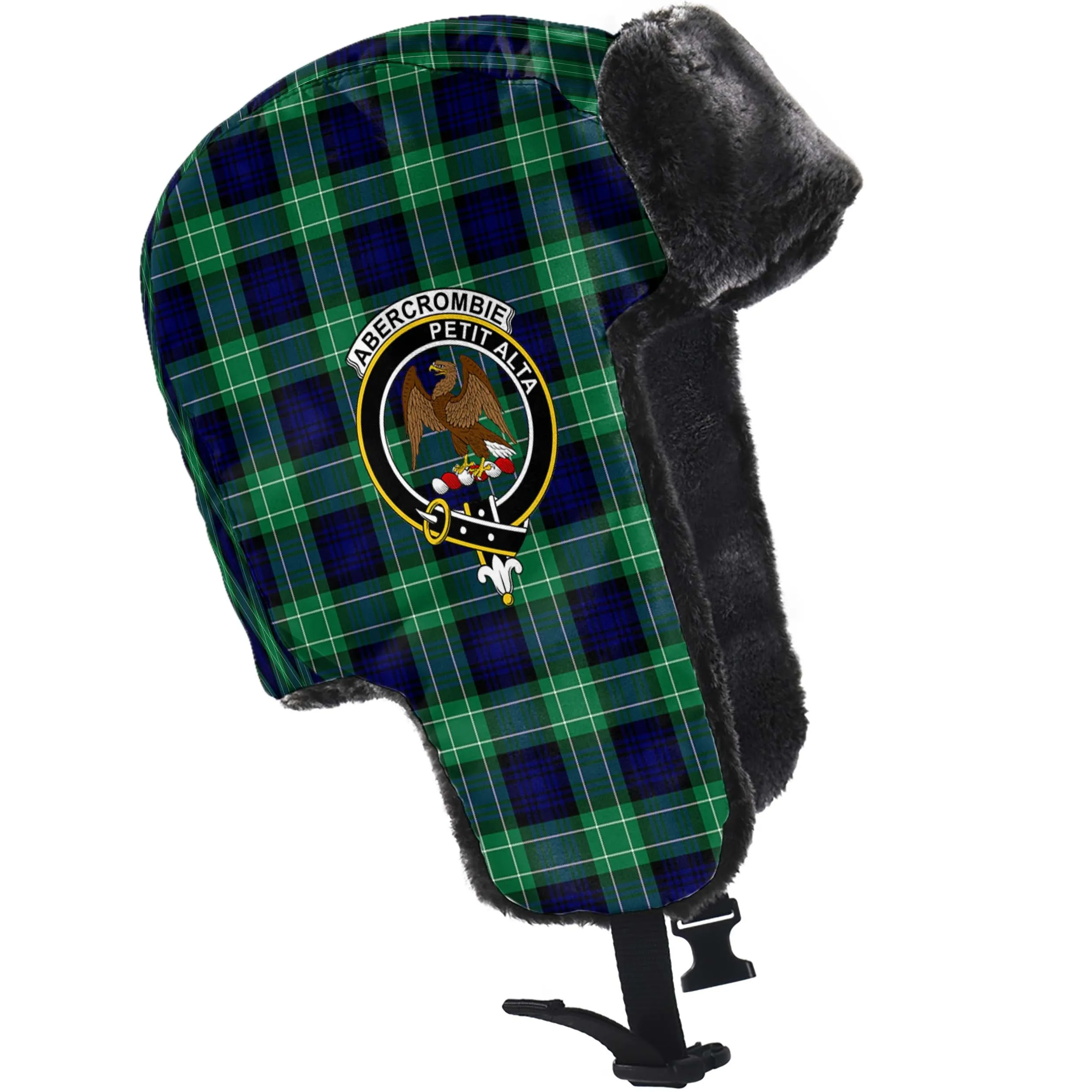 Abercrombie Tartan Winter Trapper Hat with Family Crest
