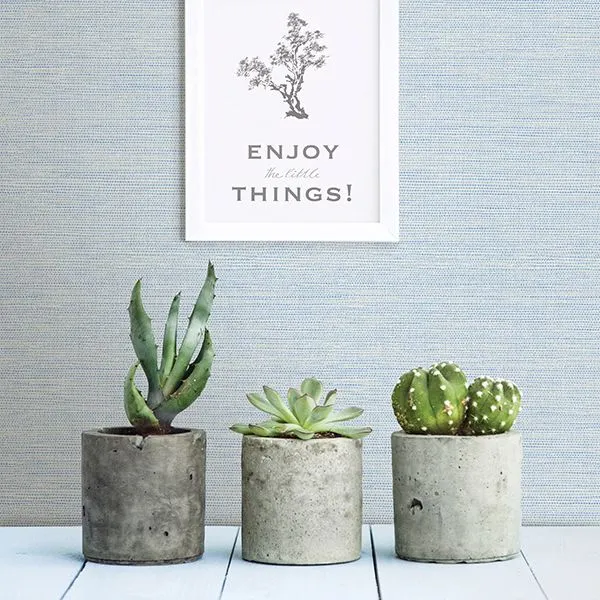 Agave Blue Faux Grasscloth Wallpaper  | Brewster Wallcovering