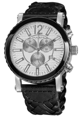 Akribos XxivChronograph Black Leather Men's Watch AK571BK