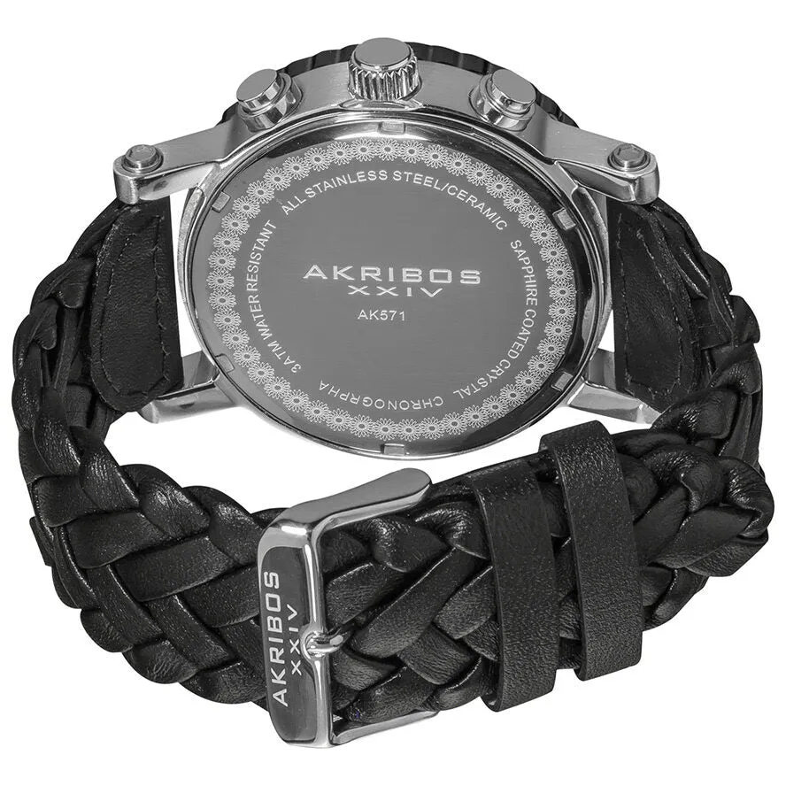 Akribos XxivChronograph Black Leather Men's Watch AK571BK
