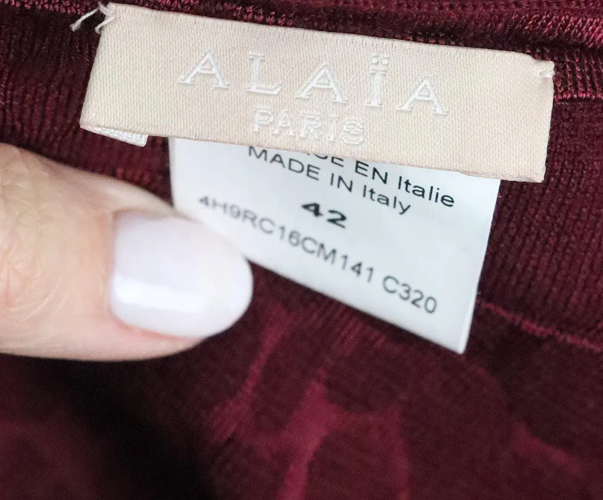 Alaia Burgundy Wool Dress sz 6
