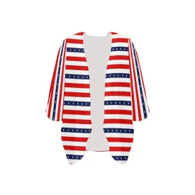 americana stars and stripes striped print 2 Women's Kimono Chiffon Cover Up (Model H51)