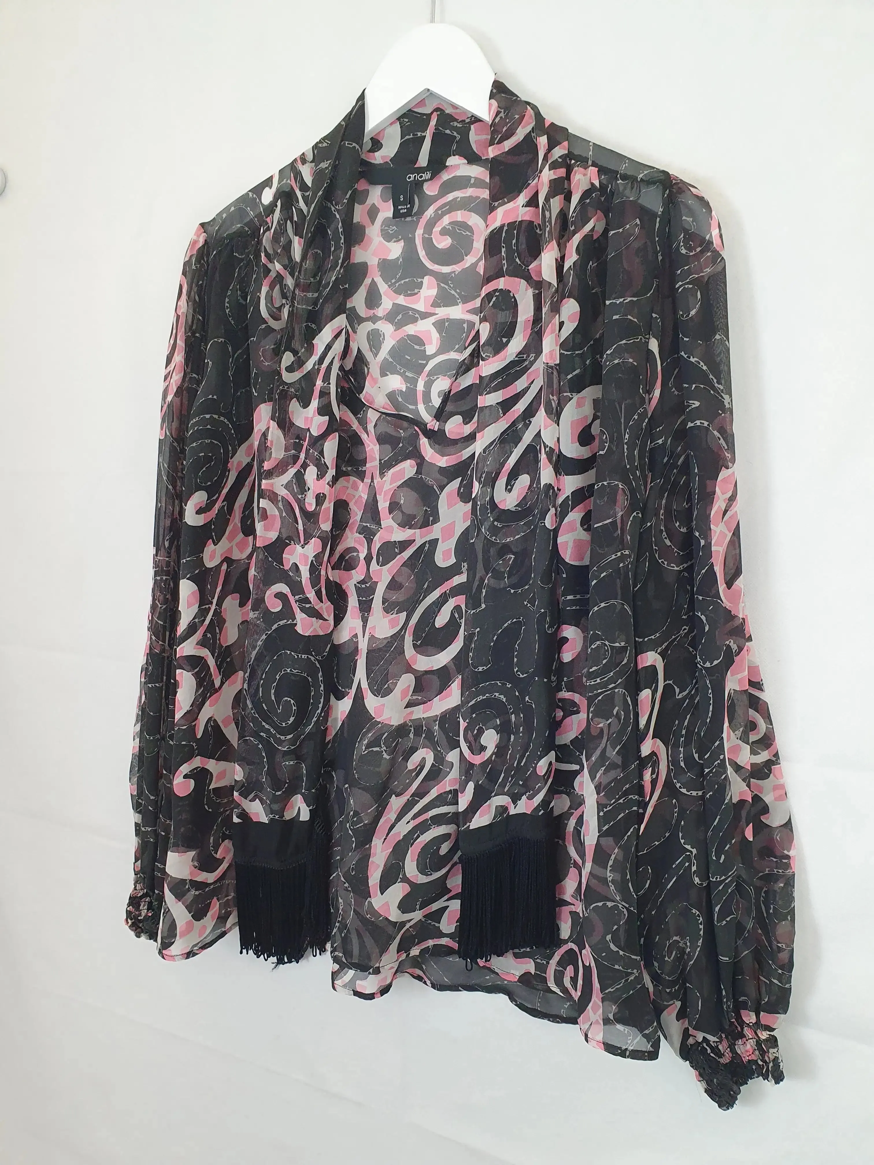 Analili Sheer Scarf Blouse Size S