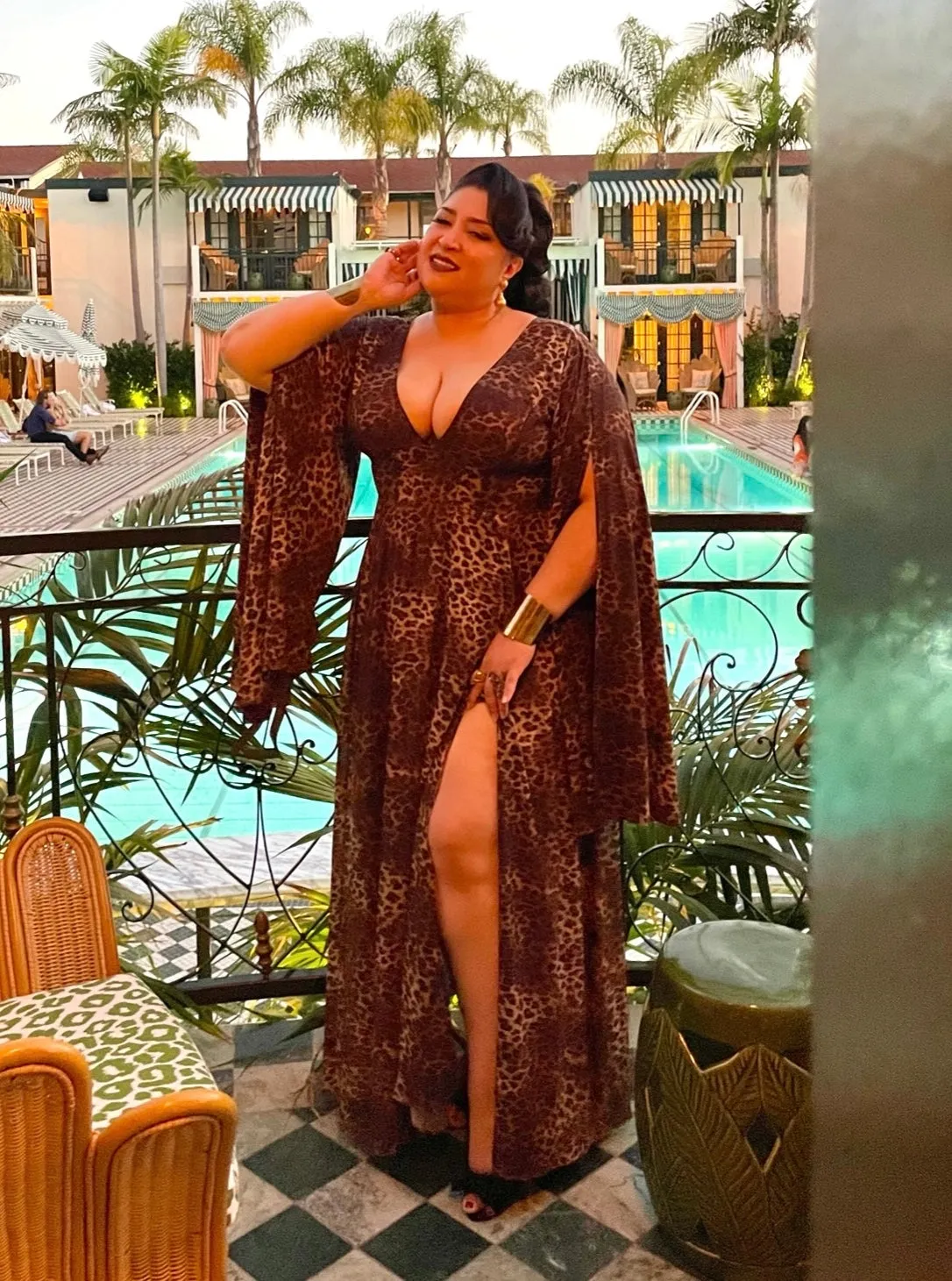 Bali Beauty Resort Chiffon Leopard Gown