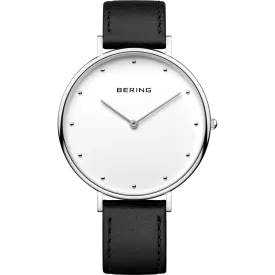 Bering Steel & Black Leather Gents Watch 14839-404