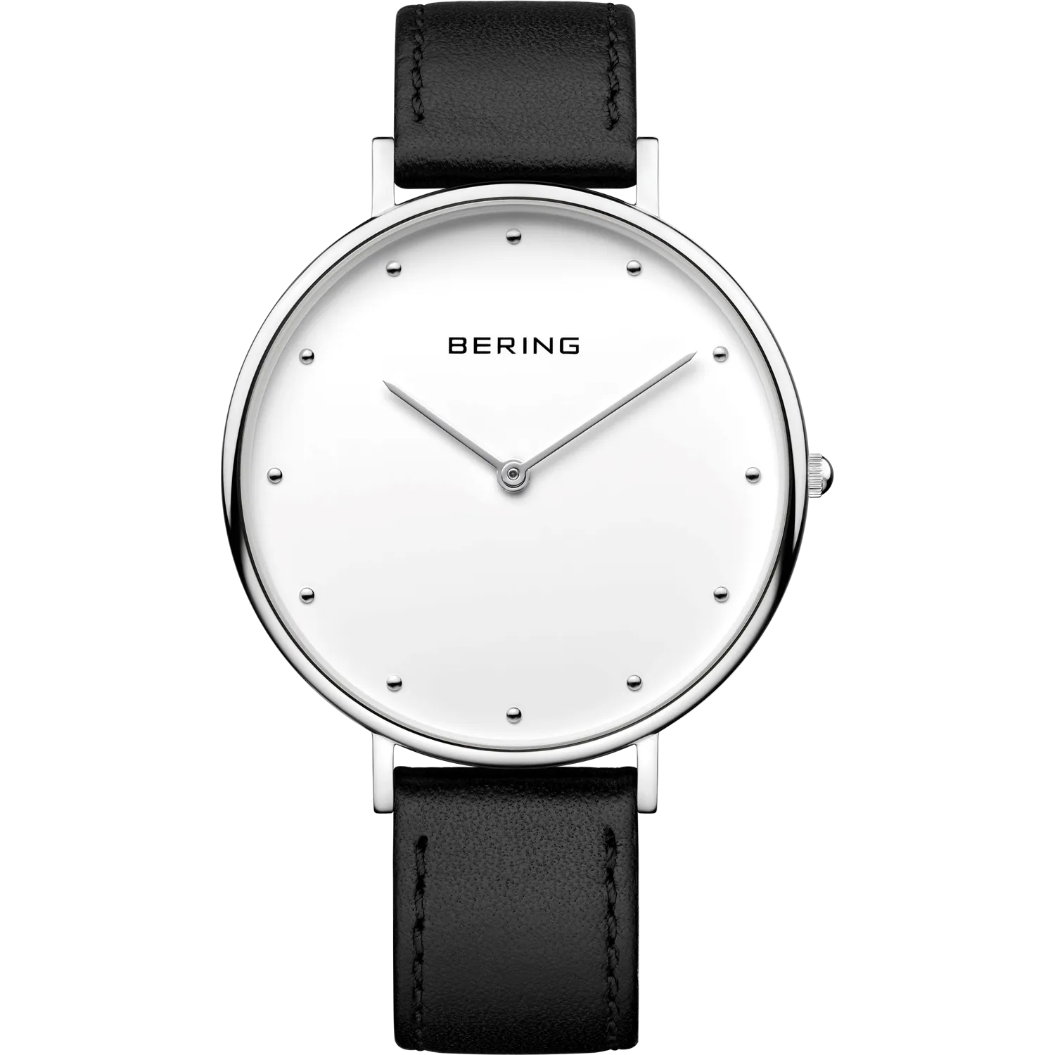 Bering Steel & Black Leather Gents Watch 14839-404