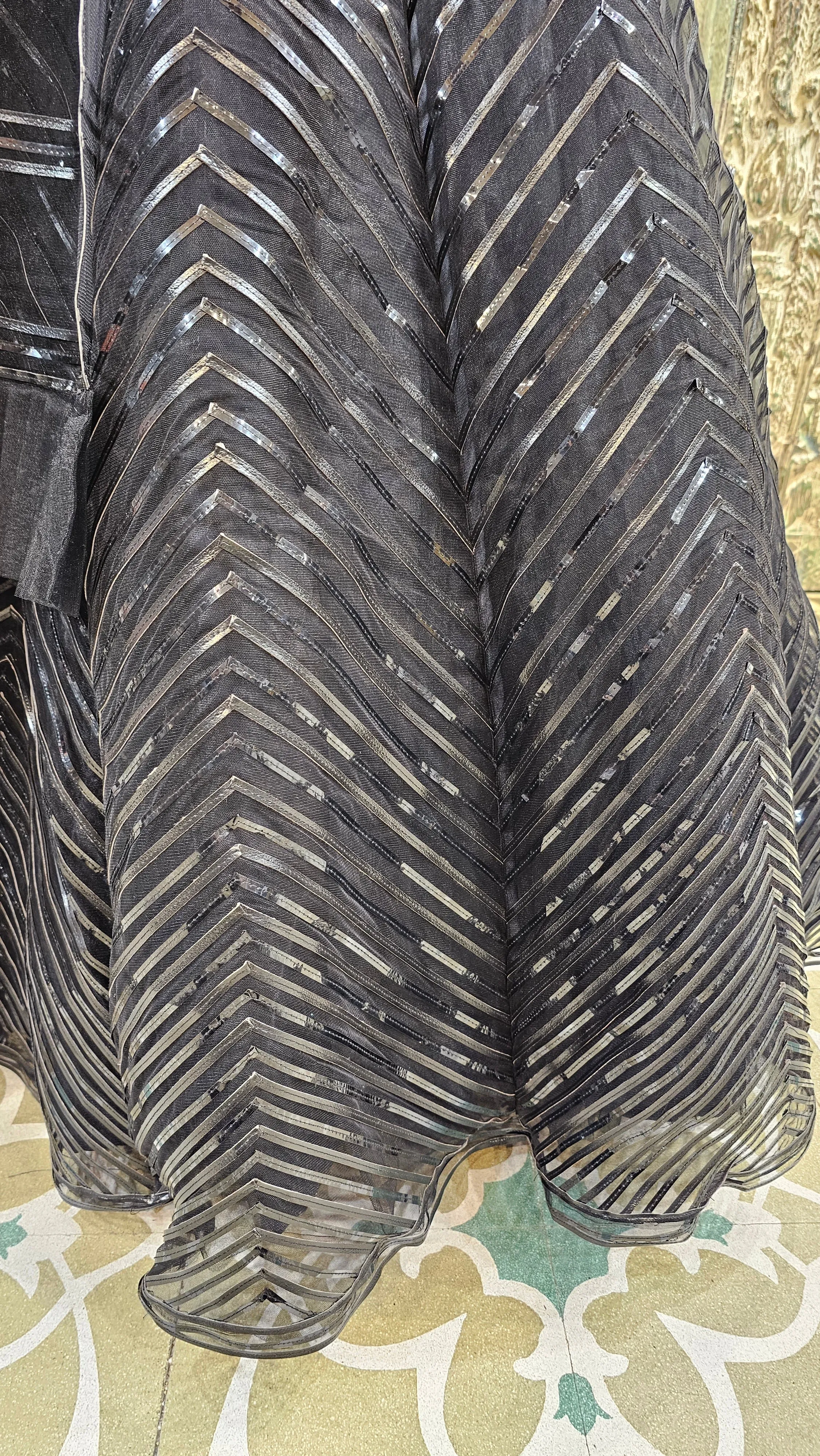 Black Net Lehenga Choli With Leather Work