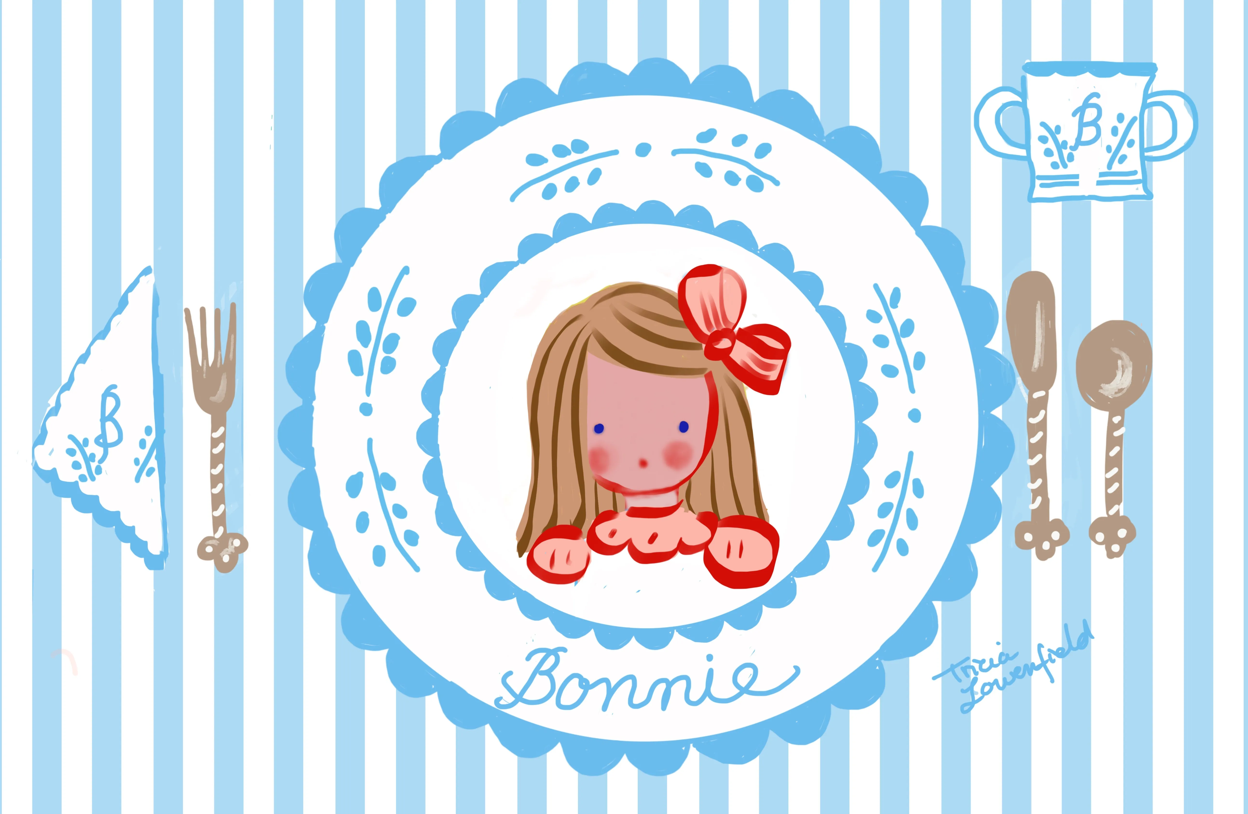 Blue Striped Portrait Placemat (personalized)