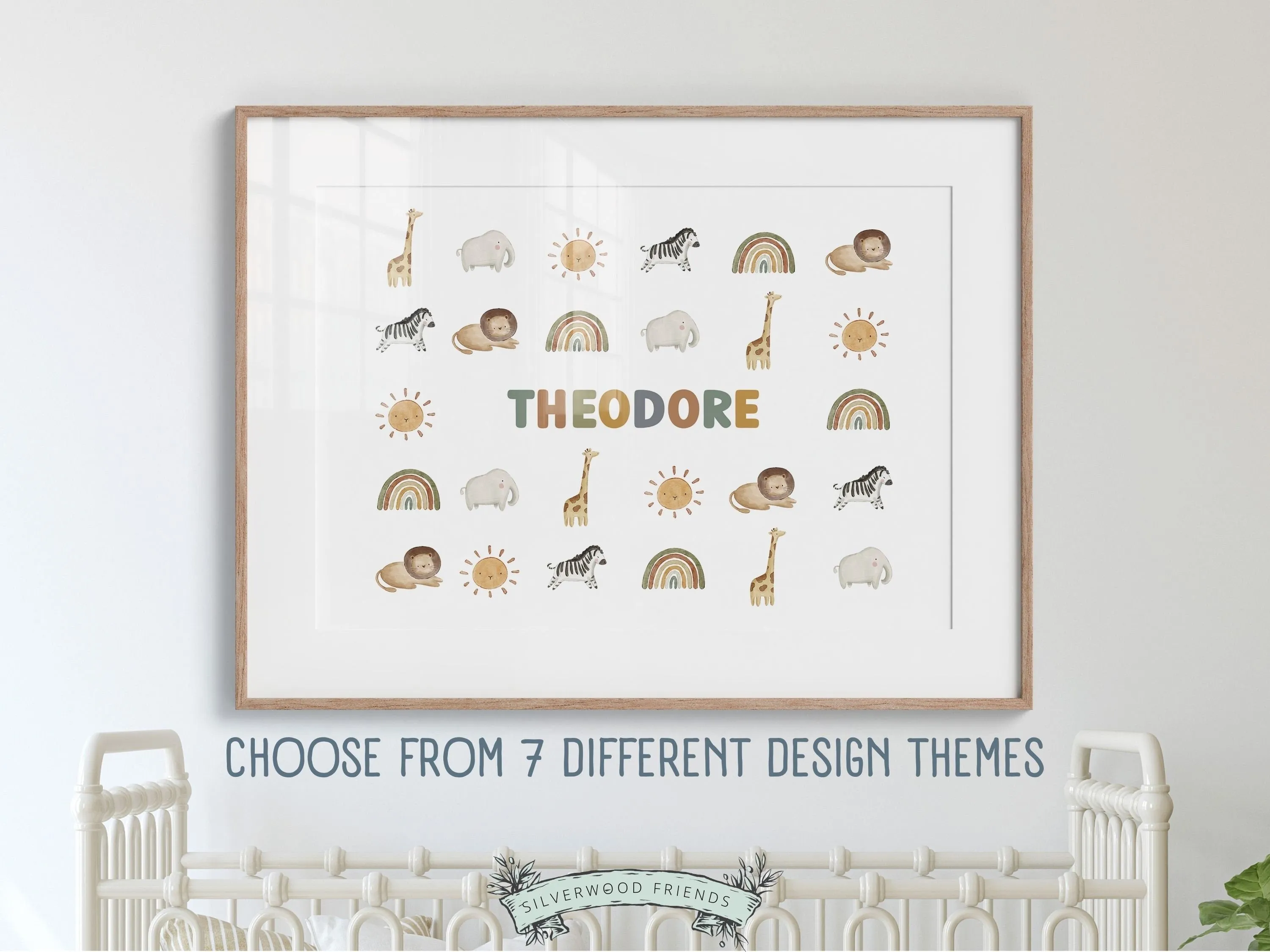 Boho Safari Nursery Name Sign - Personalised Nursery Print