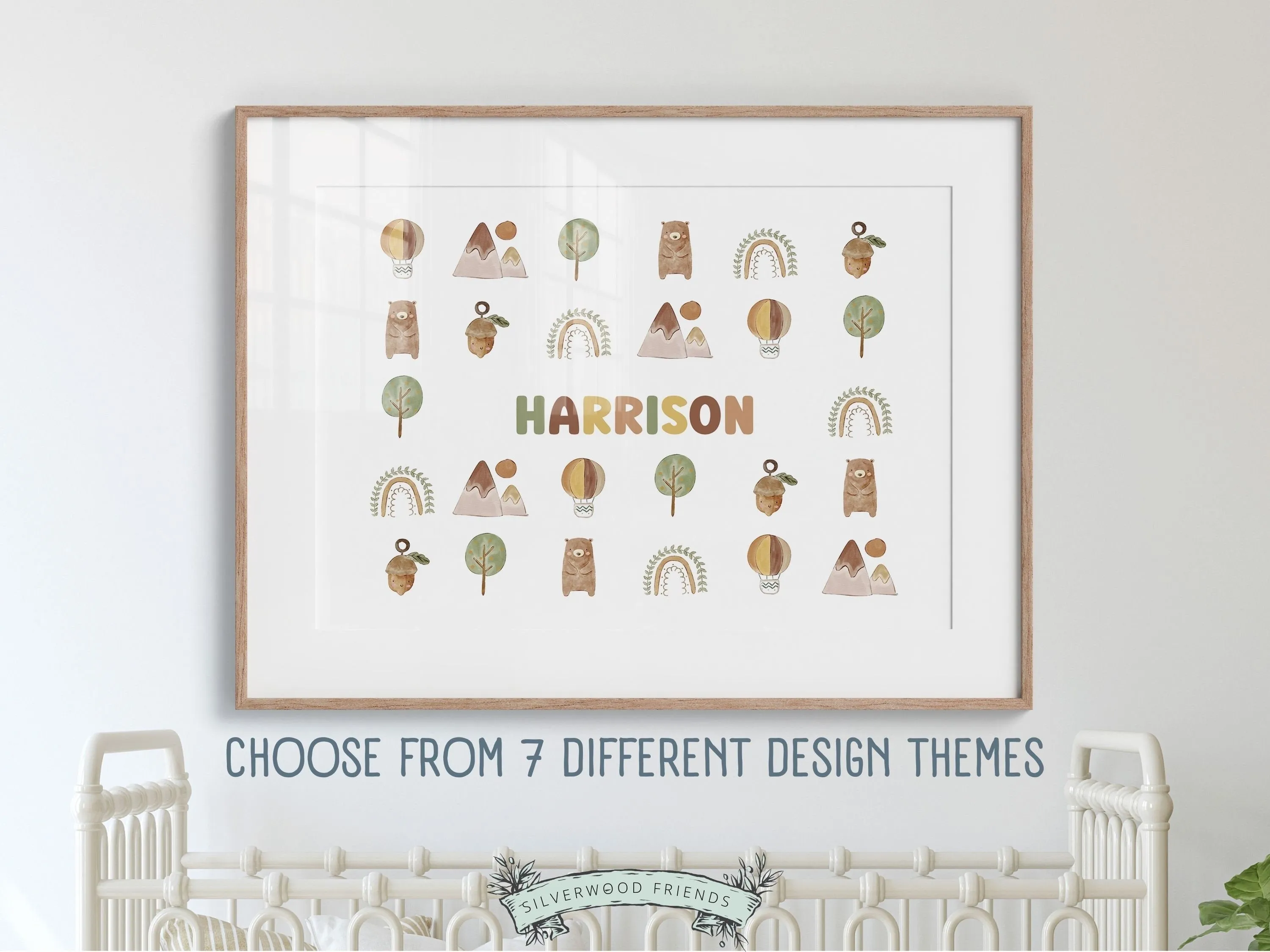 Boho Safari Nursery Name Sign - Personalised Nursery Print