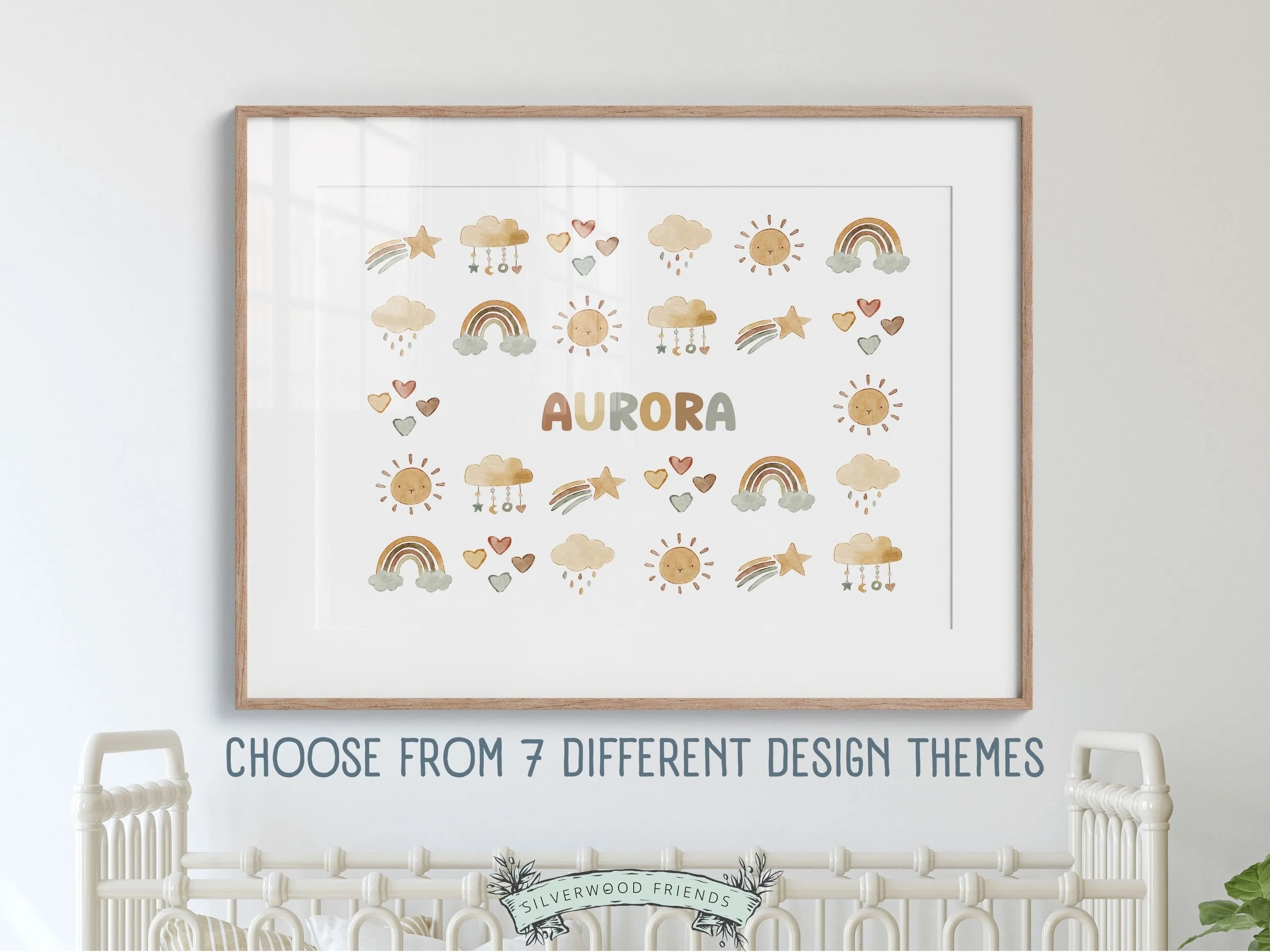 Boho Safari Nursery Name Sign - Personalised Nursery Print
