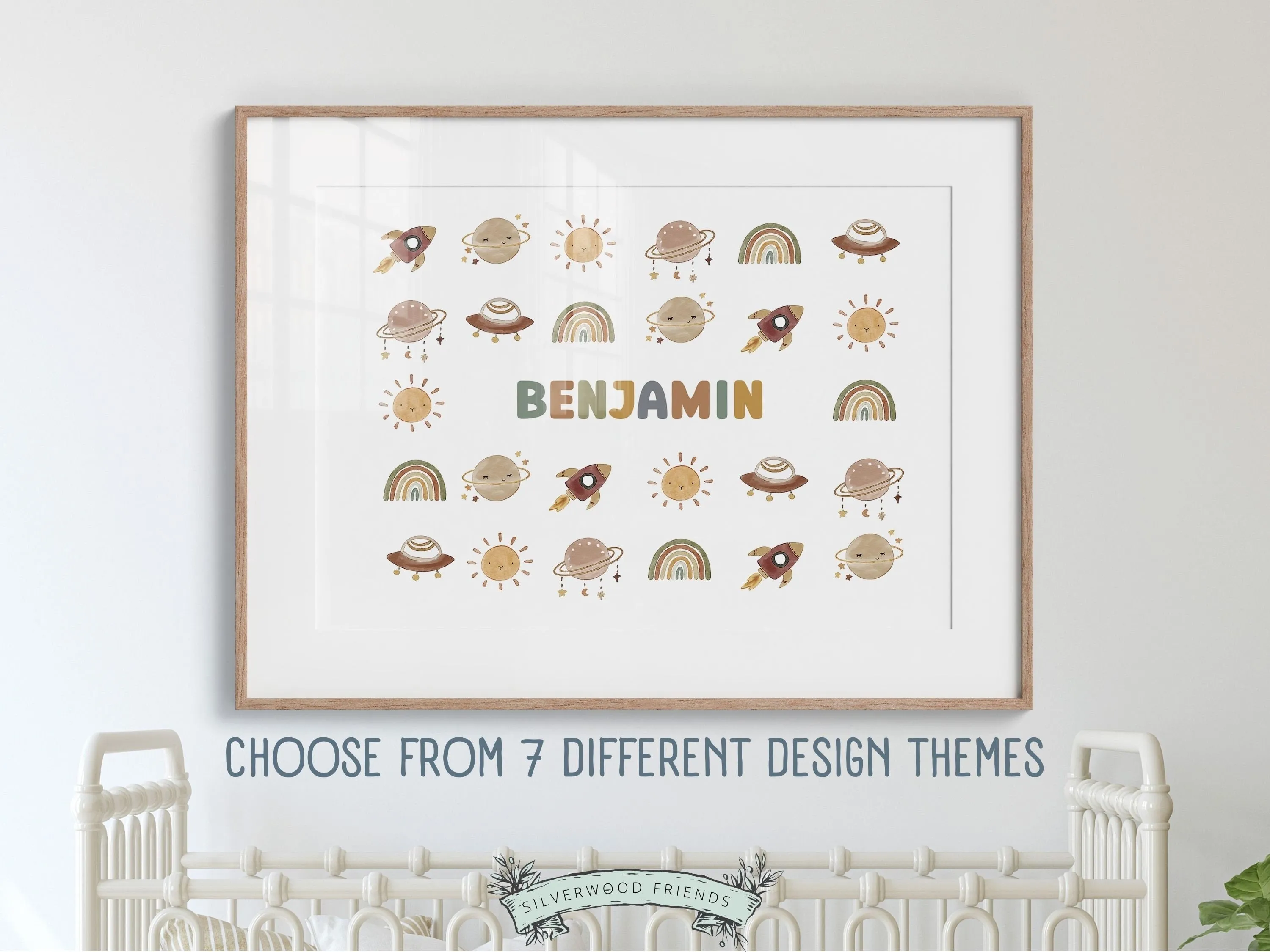 Boho Safari Nursery Name Sign - Personalised Nursery Print