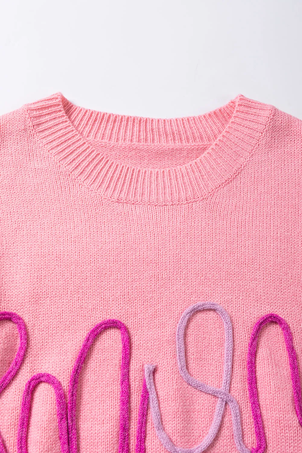 Bonbon Mom Tinsel Front Short Sleeve Sweater