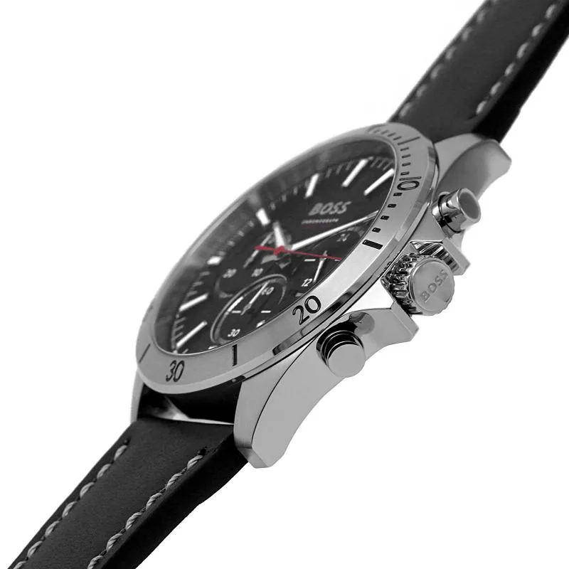 BOSS Troper 44mm Black Leather Quartz Men's Watch