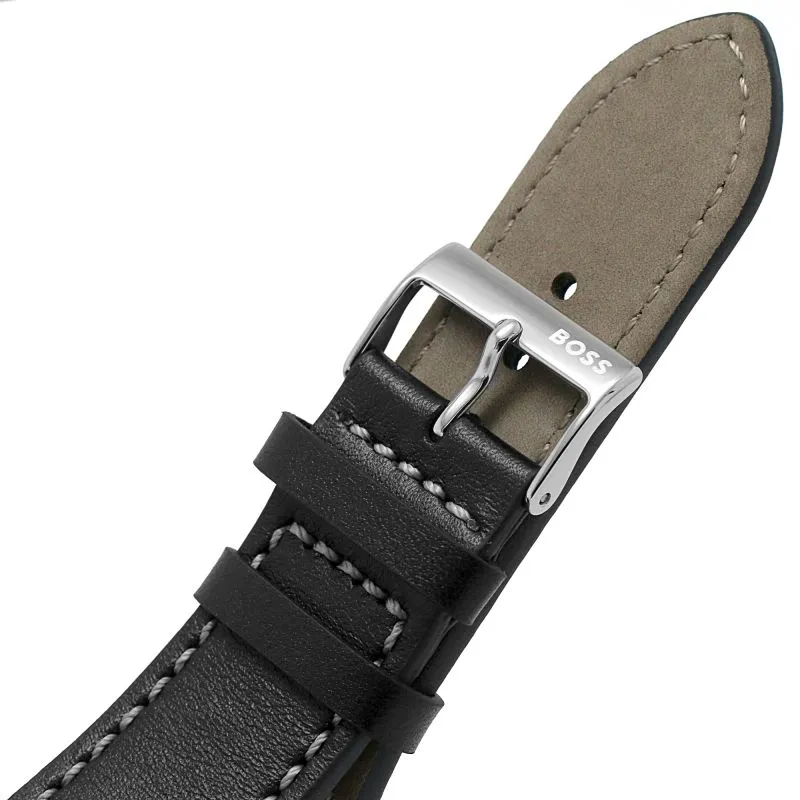 BOSS Troper 44mm Black Leather Quartz Men's Watch