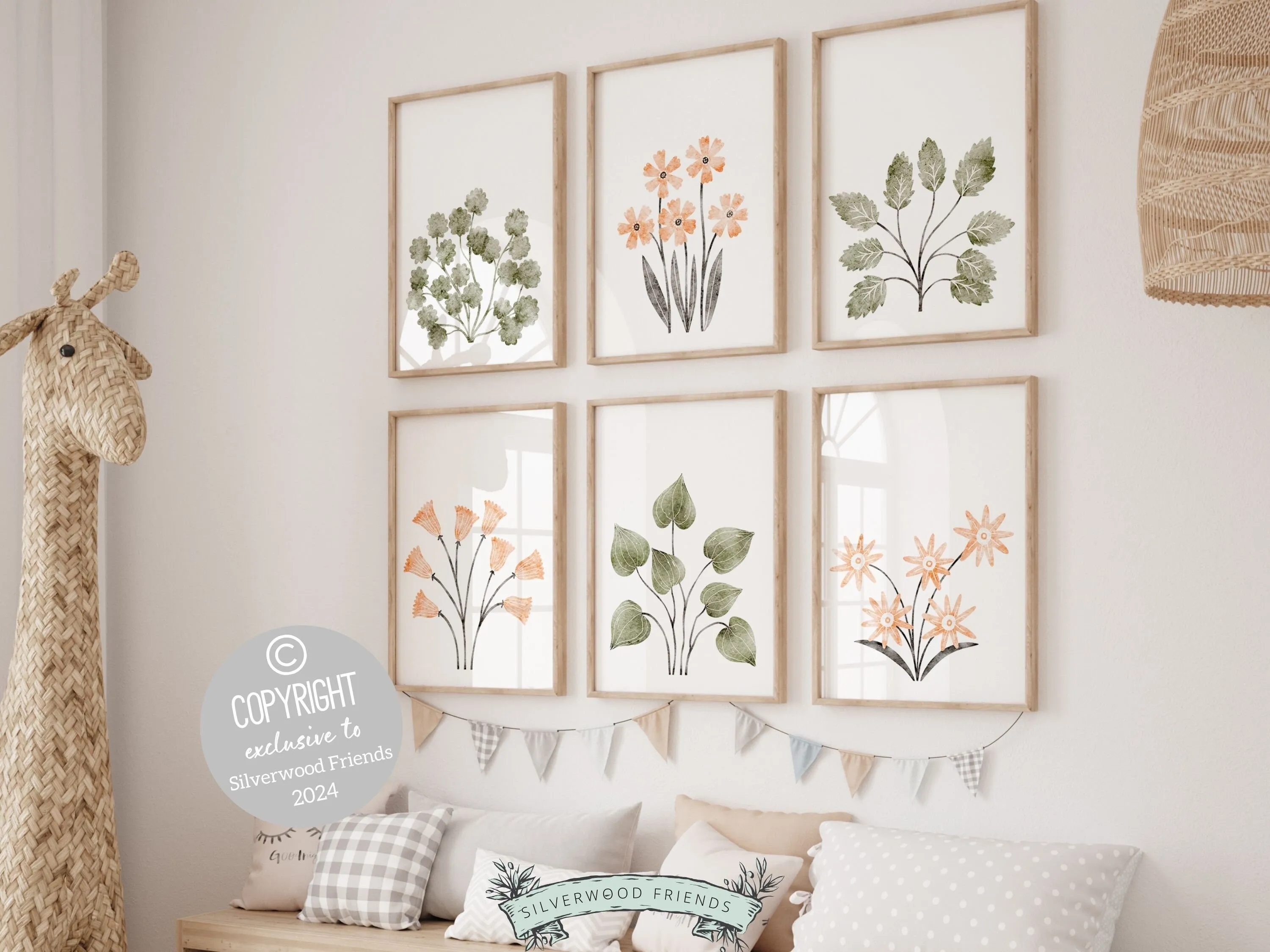 Botanical Nursery Prints - Set of 6