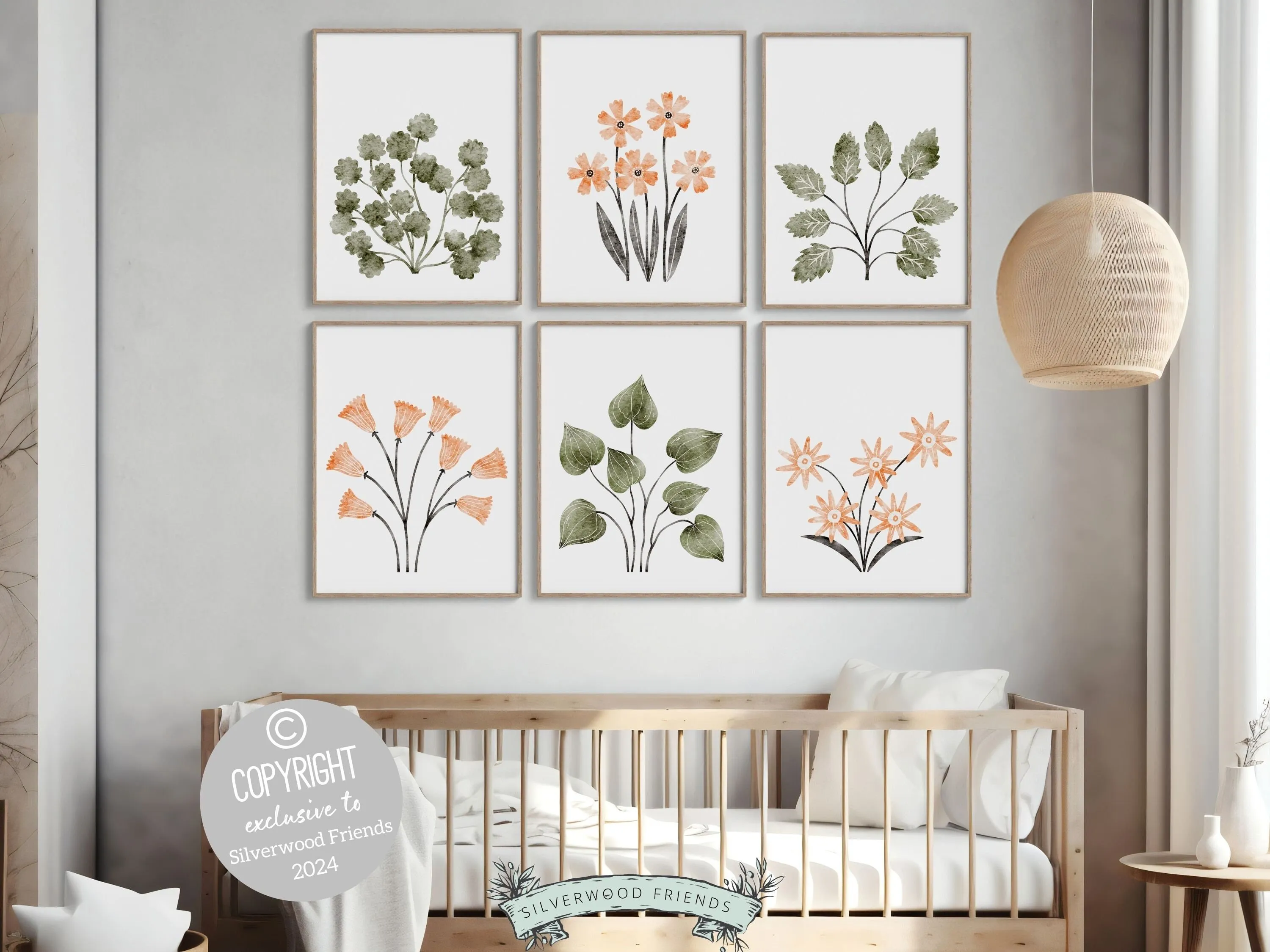 Botanical Nursery Prints - Set of 6