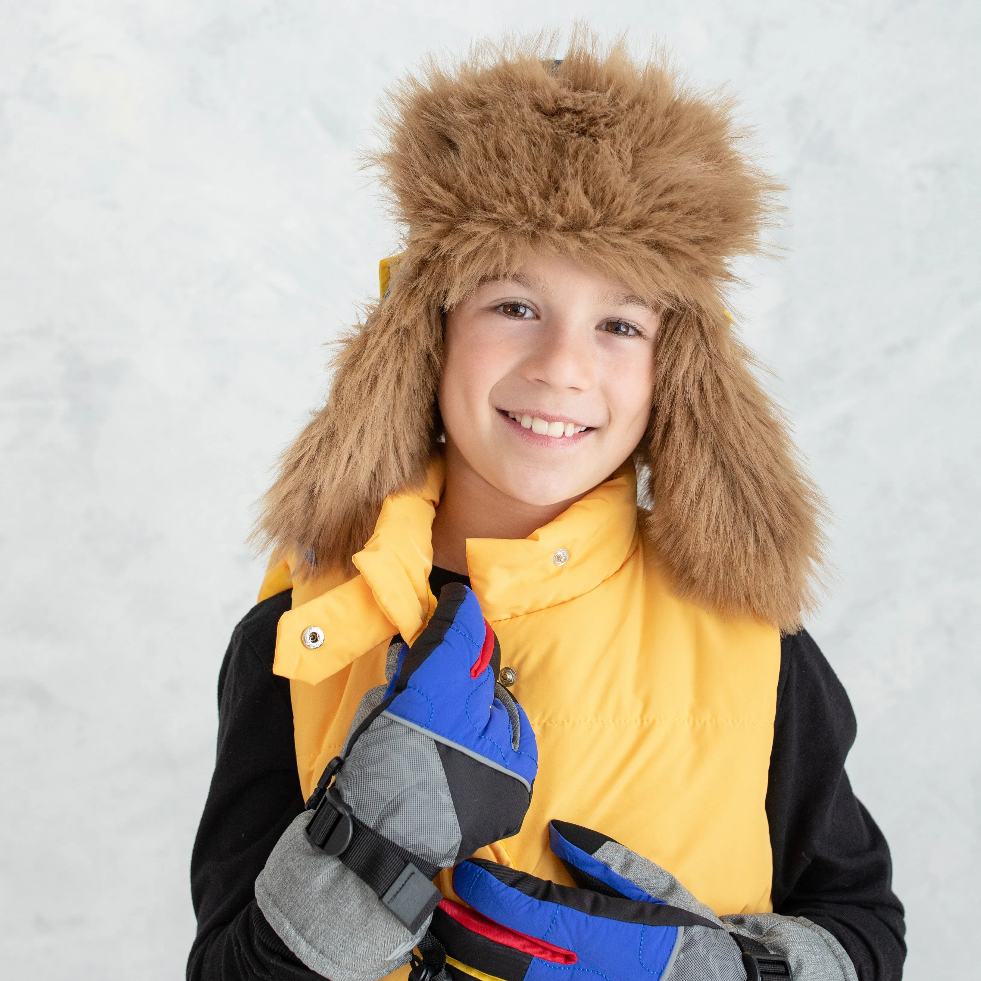 Boy's Colour Block Reflectve Trapper Hat