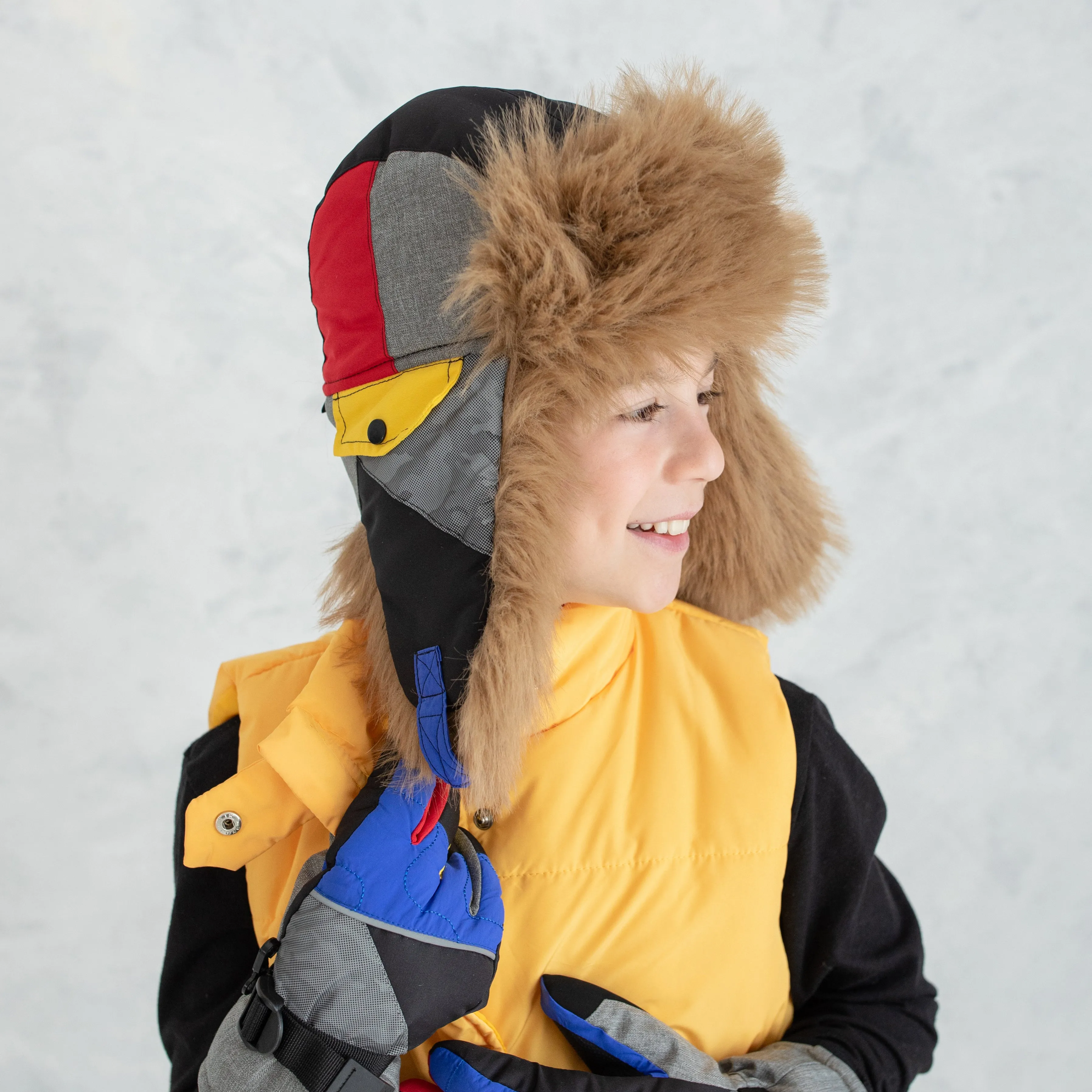 Boy's Colour Block Reflectve Trapper Hat