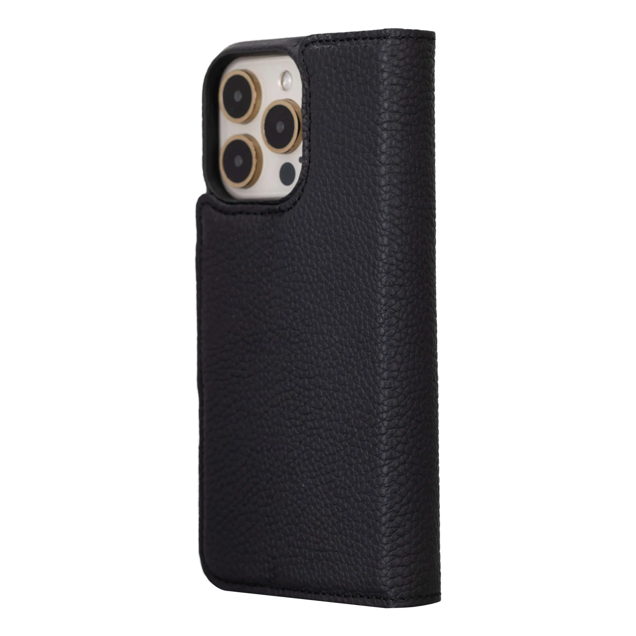 Burkley iPhone 15 Pro Max Wallet Case, Pebble Black