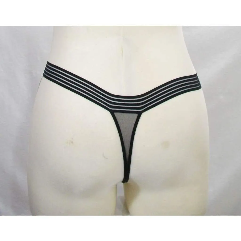 Calvin Klein QF4063 Vixen Striped Lace Thong LARGE Black