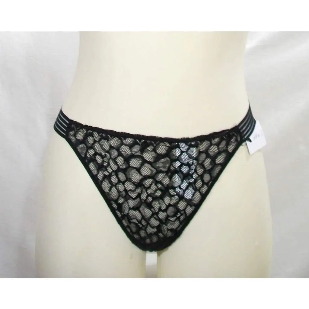 Calvin Klein QF4063 Vixen Striped Lace Thong LARGE Black