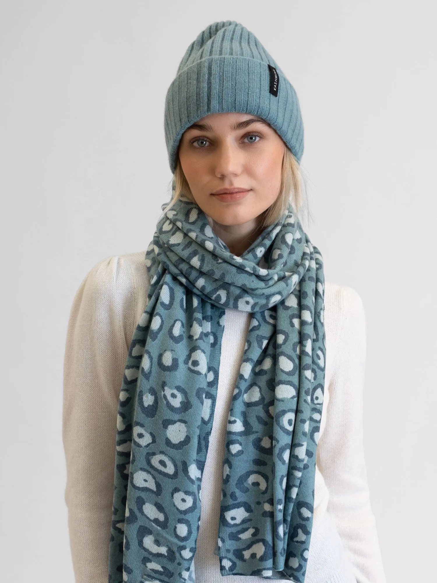 Cashmere scarf "Signature" Jungle - arctic