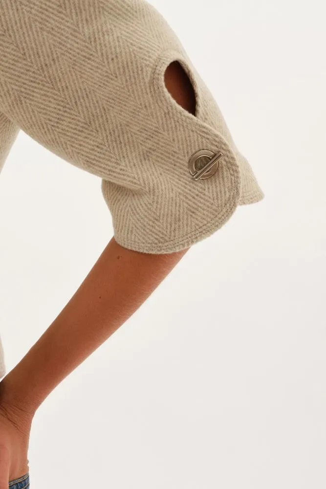 Herringbone Patterned Cream Christie Top