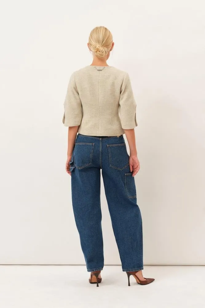Herringbone Patterned Cream Christie Top