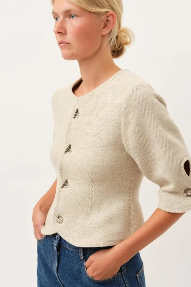 Herringbone Patterned Cream Christie Top