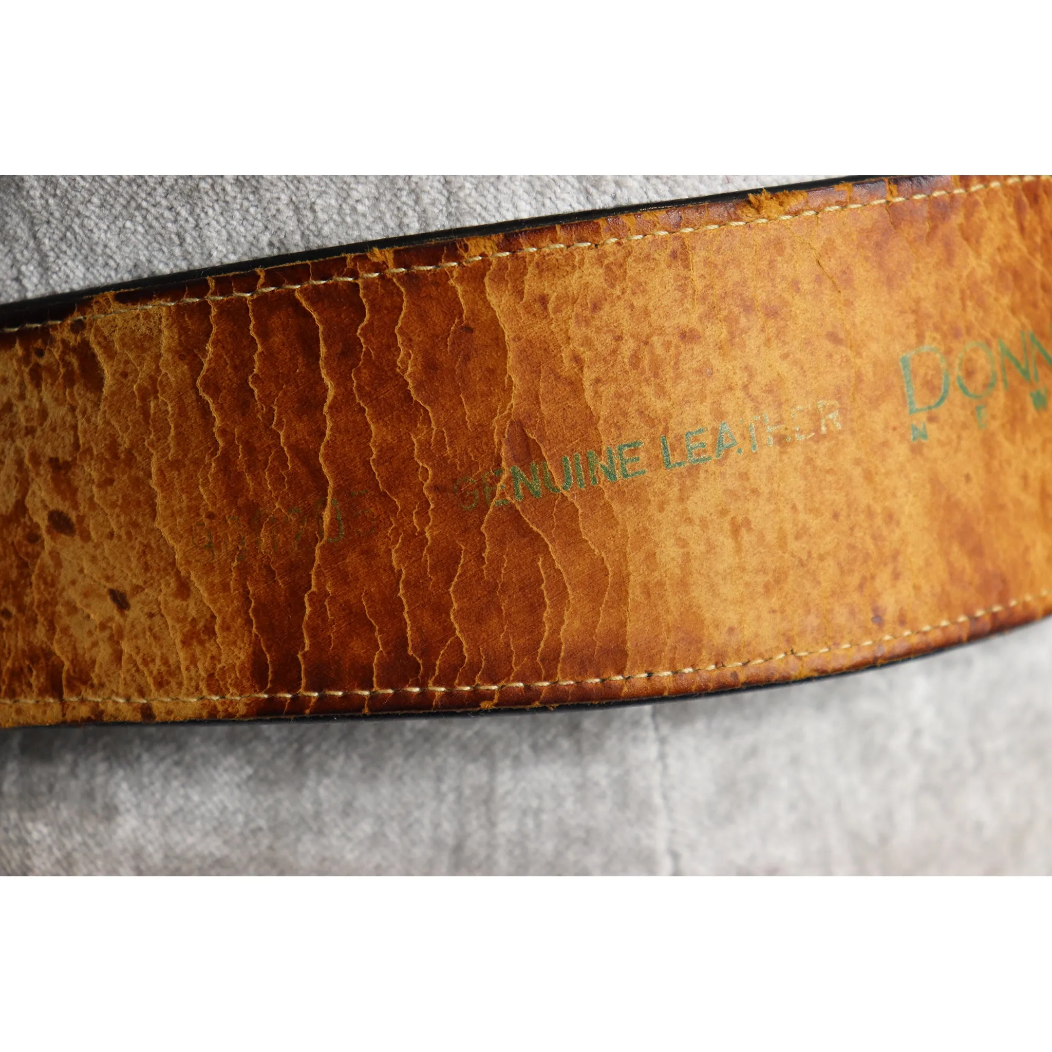 Donna Karan Black High Gloss Box Leather Belt w/ Oval Buckle Circa 1990s