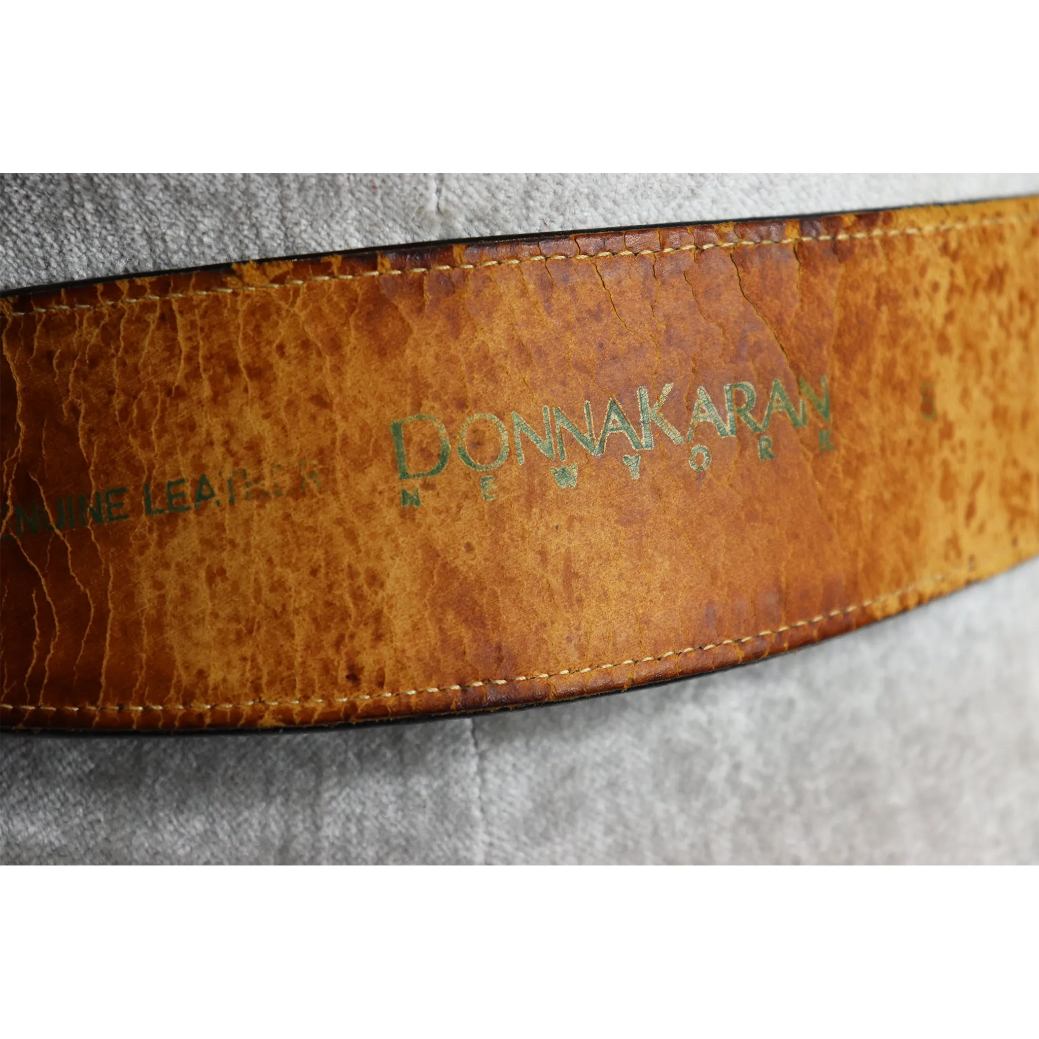 Donna Karan Black High Gloss Box Leather Belt w/ Oval Buckle Circa 1990s