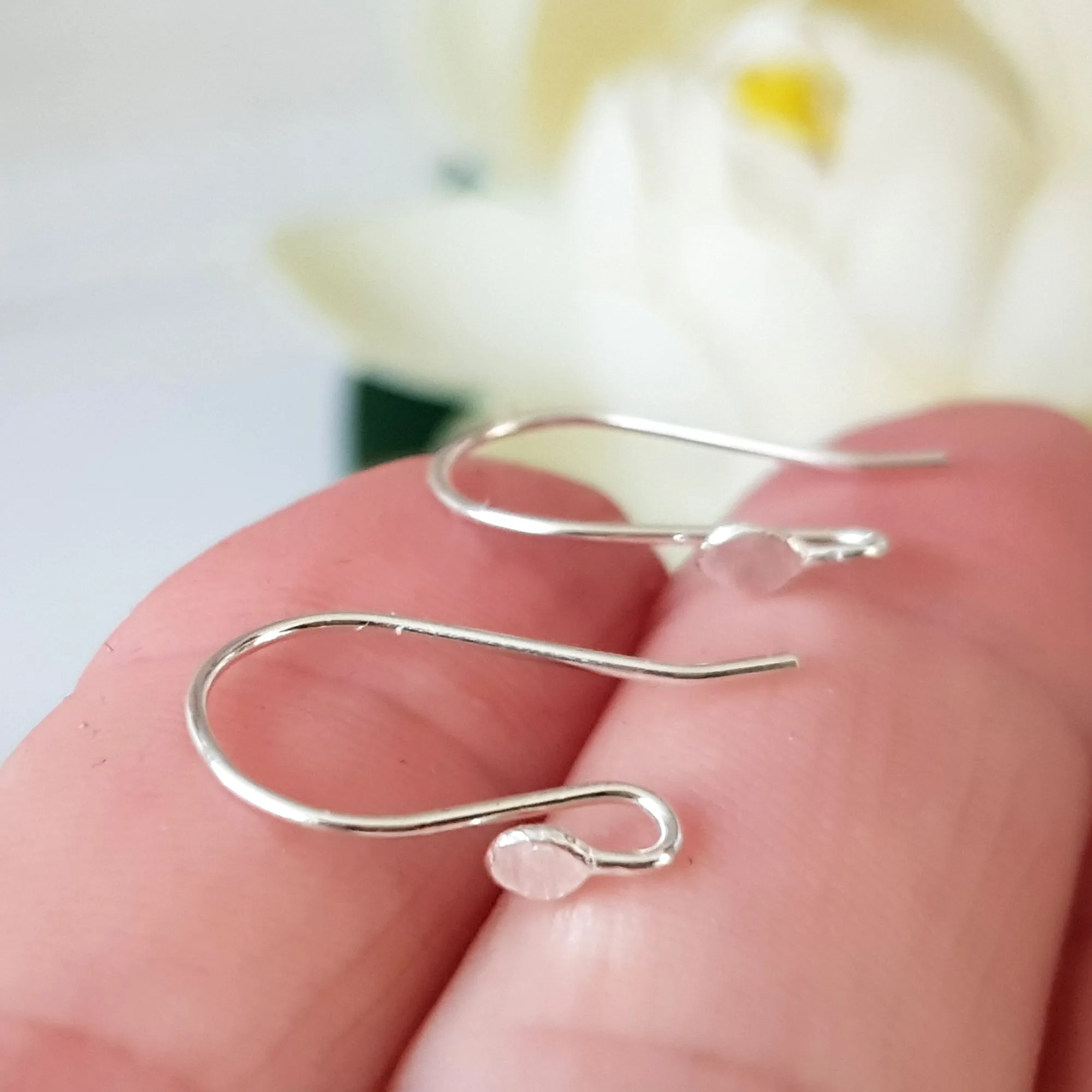 Ear Hooks & Headpin Set [1 Pair] Flat Ball Solid Sterling Silver | SS-029fEHset | Earring Making Supply