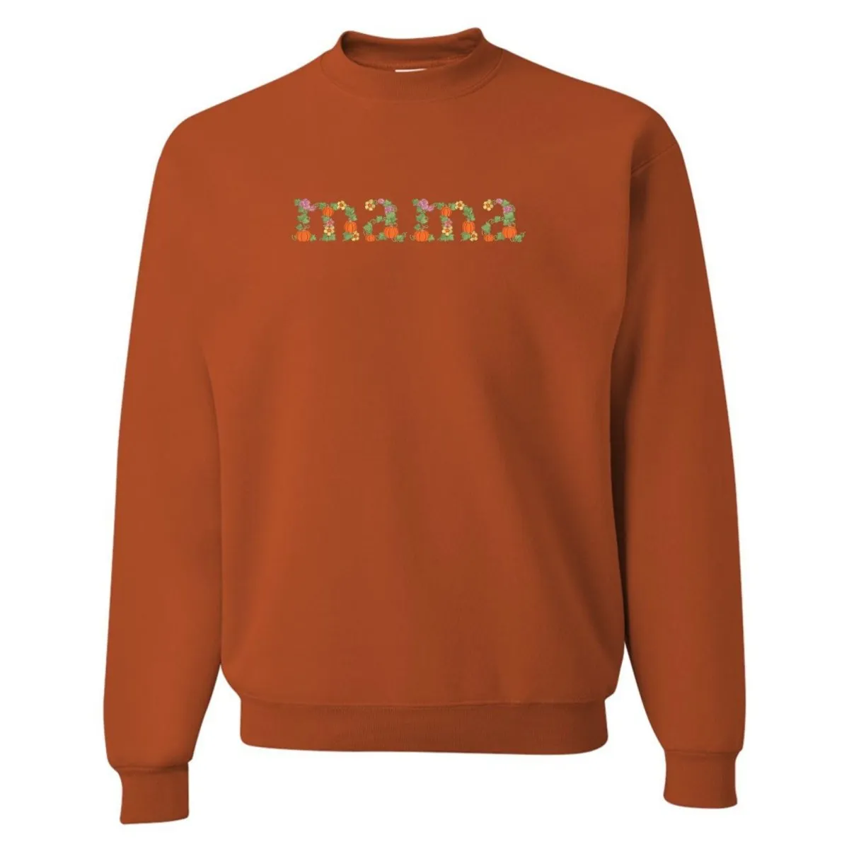 'Fall Floral Mama' Embroidered Crewneck Sweatshirt