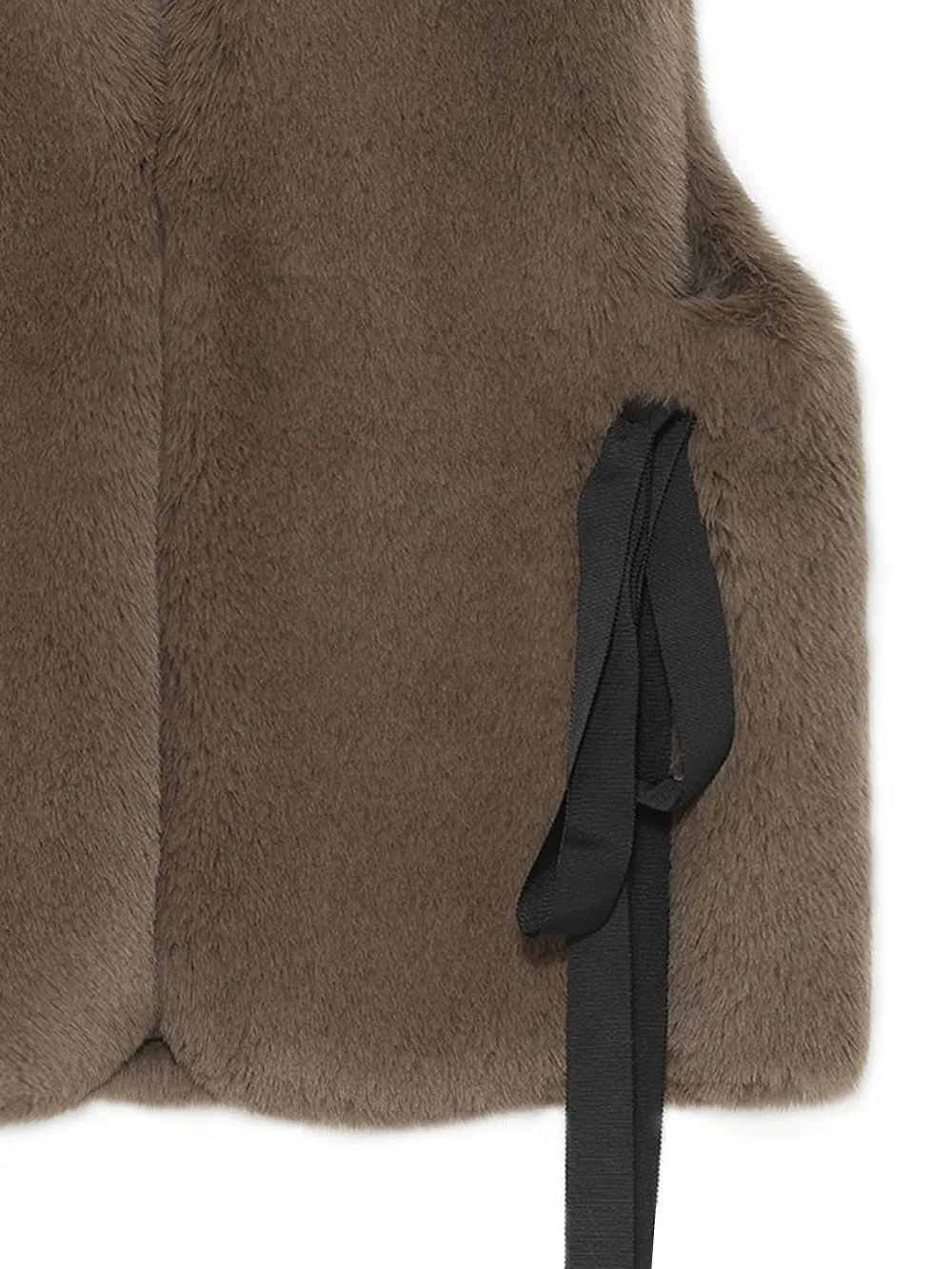 FAUX FUR TIED KITTEN RIBBON VEST