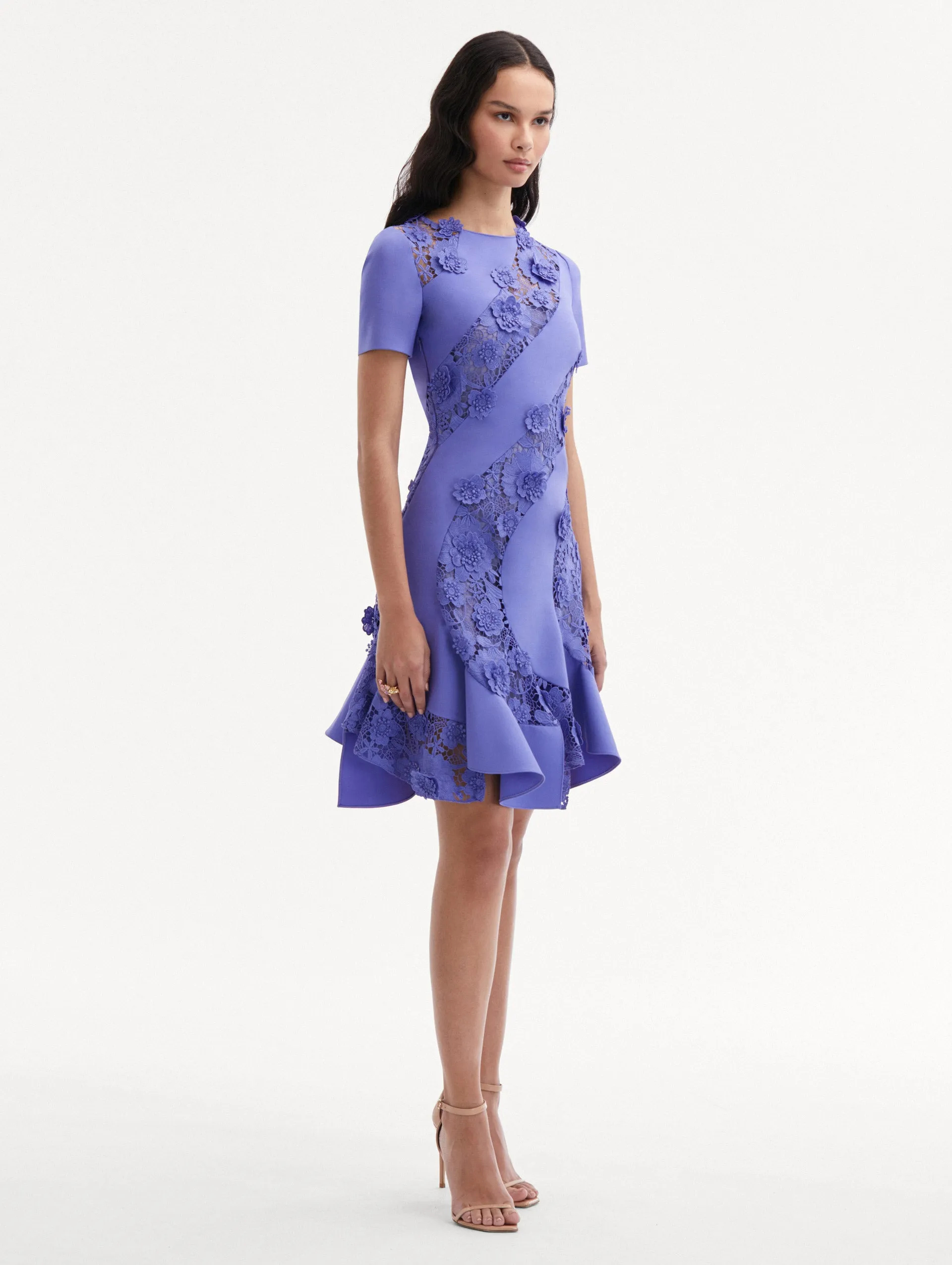 Floral Guipure Asymmetrical Dress