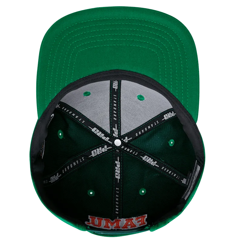 FLORIDA A&M UNIVERSITY CLASSIC UNISEX STACKED LOGO SNAPBACK HAT (KELLY GREEN)