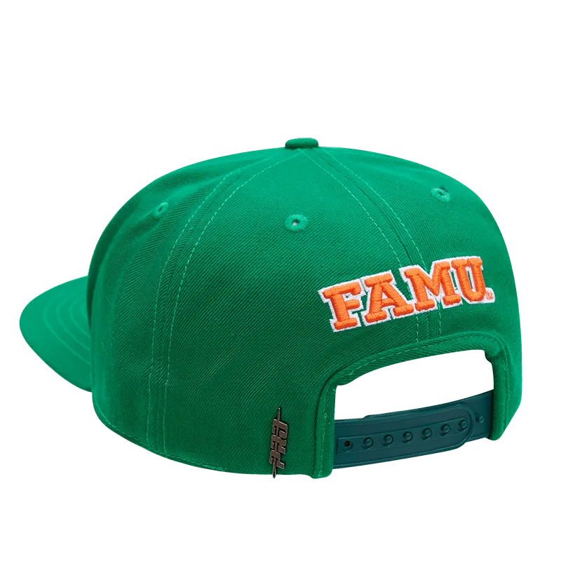 FLORIDA A&M UNIVERSITY CLASSIC UNISEX STACKED LOGO SNAPBACK HAT (KELLY GREEN)