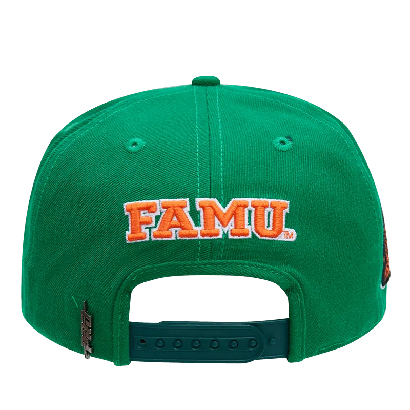 FLORIDA A&M UNIVERSITY CLASSIC UNISEX STACKED LOGO SNAPBACK HAT (KELLY GREEN)