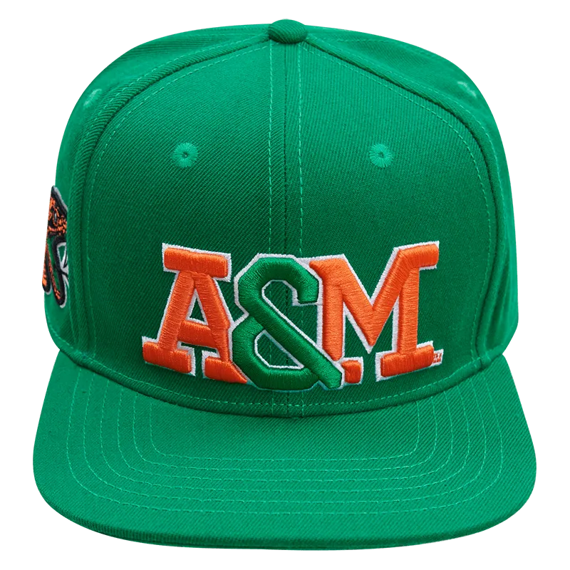 FLORIDA A&M UNIVERSITY CLASSIC UNISEX STACKED LOGO SNAPBACK HAT (KELLY GREEN)