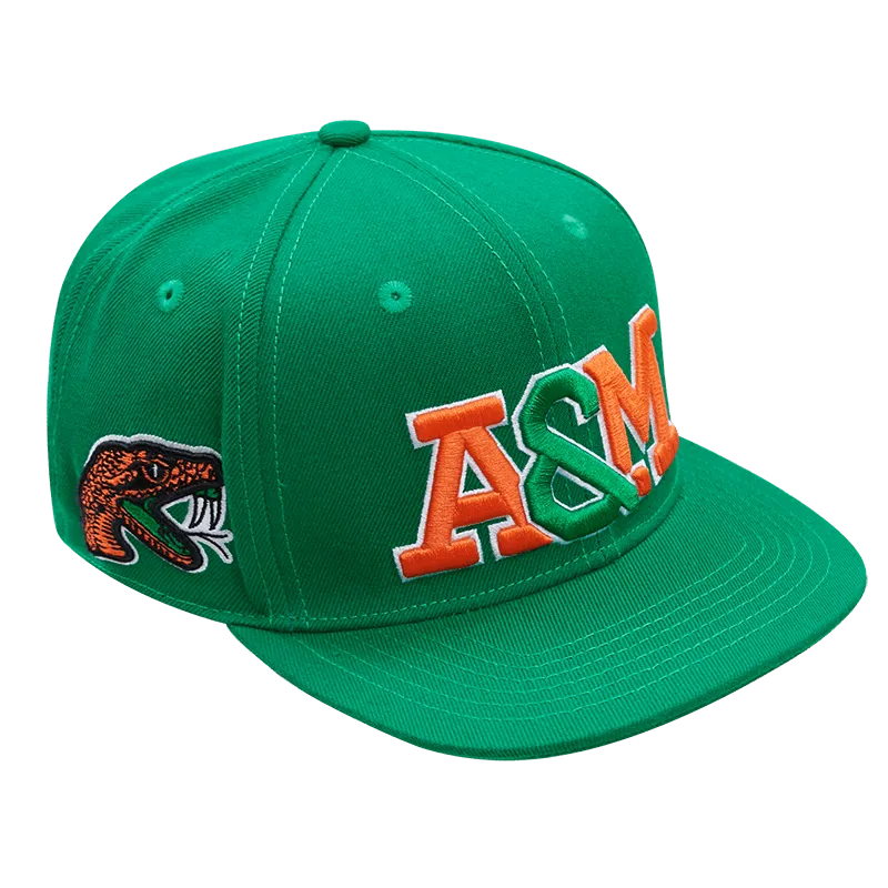 FLORIDA A&M UNIVERSITY CLASSIC UNISEX STACKED LOGO SNAPBACK HAT (KELLY GREEN)