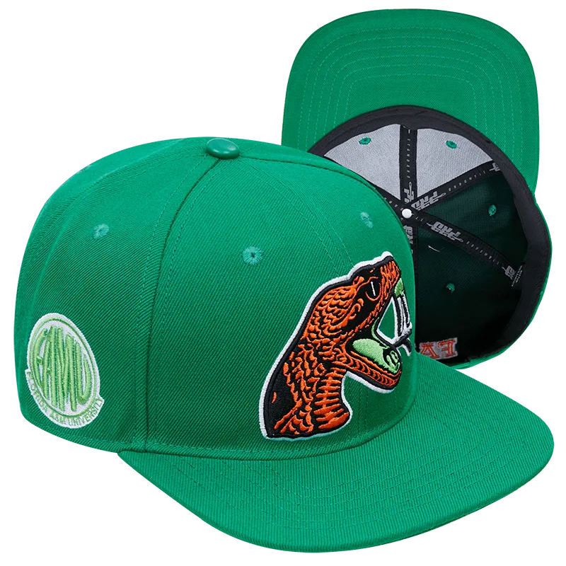 FLORIDA A&M UNIVERSITY CLASSIC UNISEX WOOL SNAPBACK HAT (KELLY GREEN)