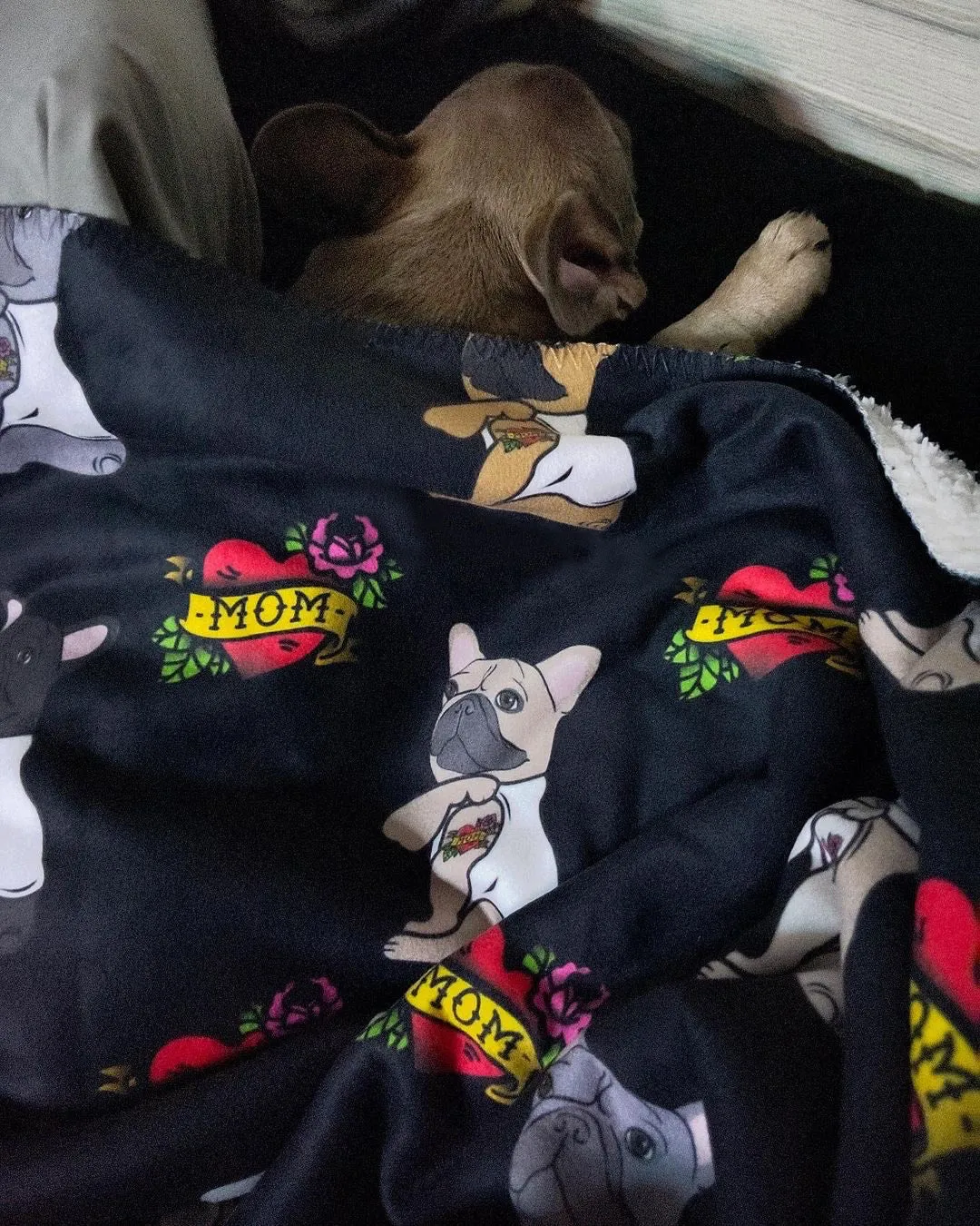 Frenchie Mom Tattoo Blanket | Frenchiestore
