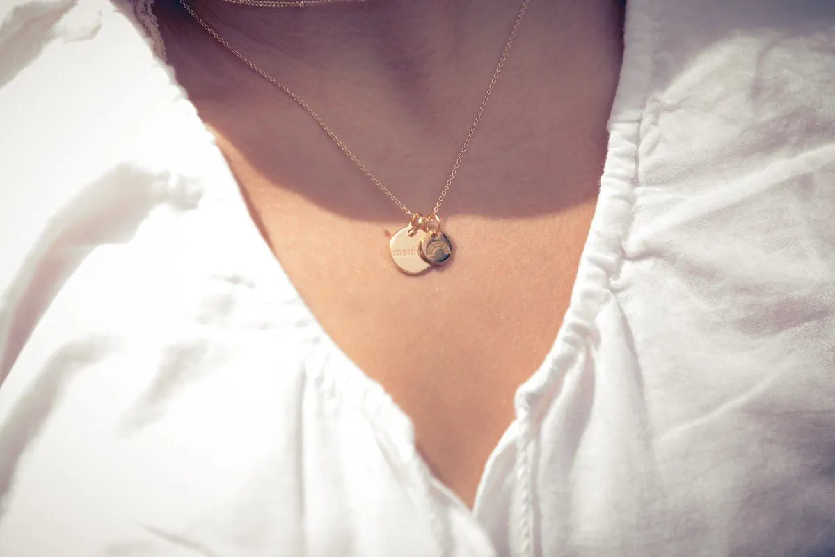 Gold Engravable Paw Print Circle Tag