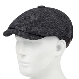 Great Gatsby 1920's Flapper Newsboy Men's Herringbone Flat Hat Cap - Dark Grey